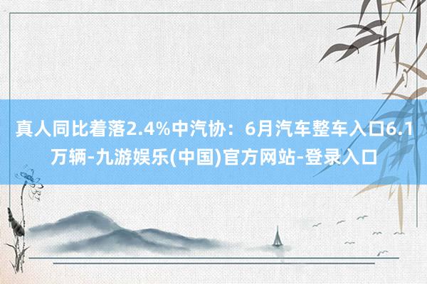 真人同比着落2.4%中汽协：6月汽车整车入口6.1万辆-九游娱乐(中国)官方网站-登录入口