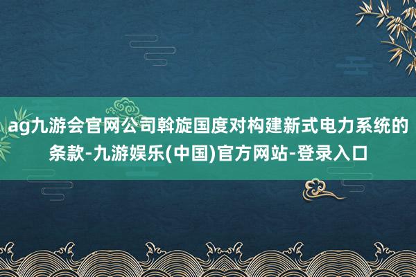 ag九游会官网公司斡旋国度对构建新式电力系统的条款-九游娱乐(中国)官方网站-登录入口