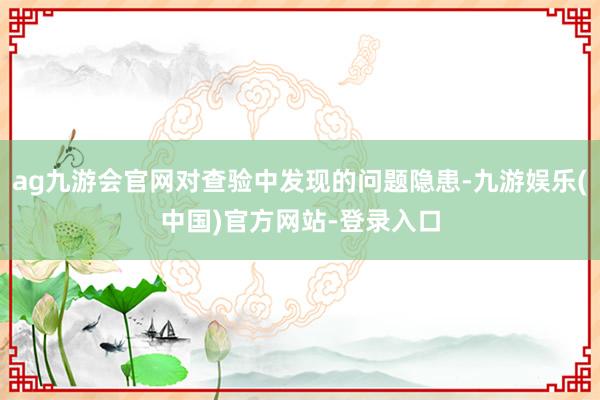 ag九游会官网对查验中发现的问题隐患-九游娱乐(中国)官方网站-登录入口