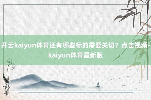 开云kaiyun体育还有哪些标的需要关切？点击视频-kaiyun体育最新版