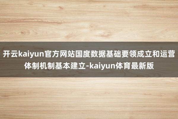 开云kaiyun官方网站国度数据基础要领成立和运营体制机制基本建立-kaiyun体育最新版